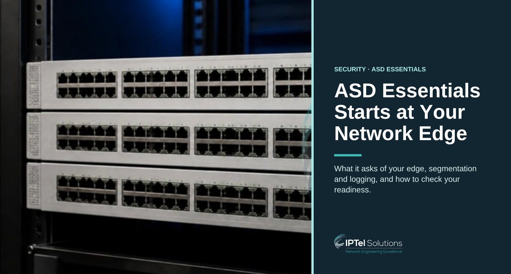 Stack of Cisco Catalyst 9300 switches in a rack, with the title ASD Essentials Starts at Your Network Edge