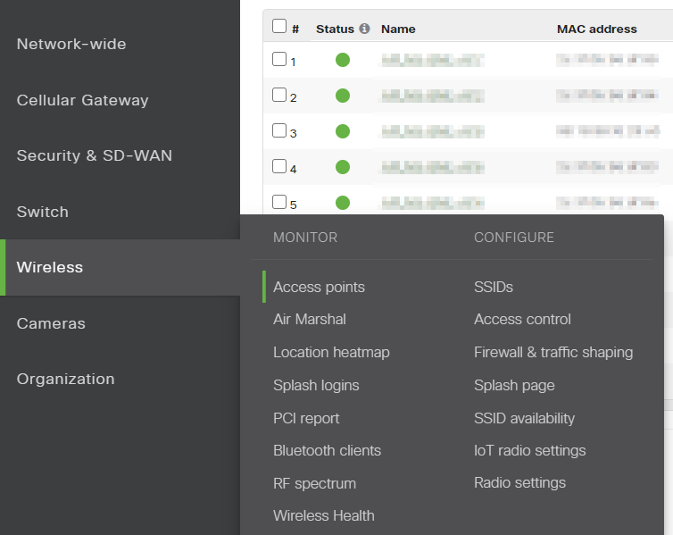 Wireless Tab Options